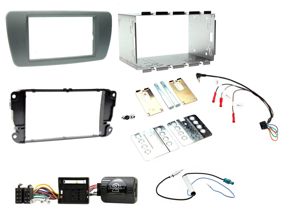 Einbaukit Seat Ibiza 2008> Nachtschwarz, Doppel-DIN