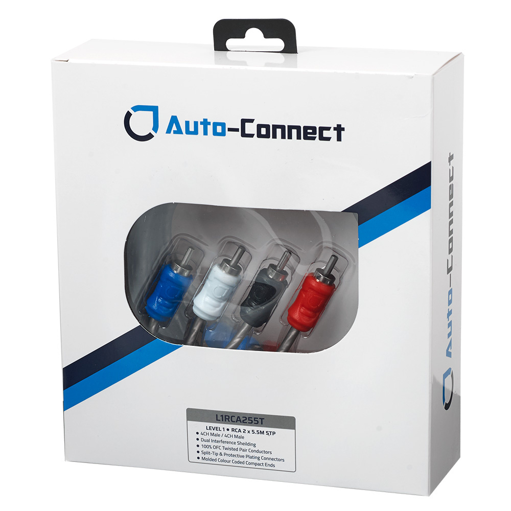 Auto-Connect 4-Kanal-verdrilltes Low-Level-Kabel 5.5 Meter, Level 1