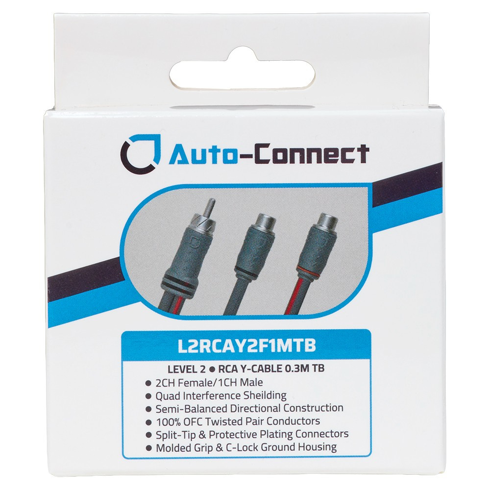 Auto-Connect verdrillter Y-Adapter für Niederpegelsignal, 1 Stecker – 2 Buchsen, 0.3 Meter, Level 2