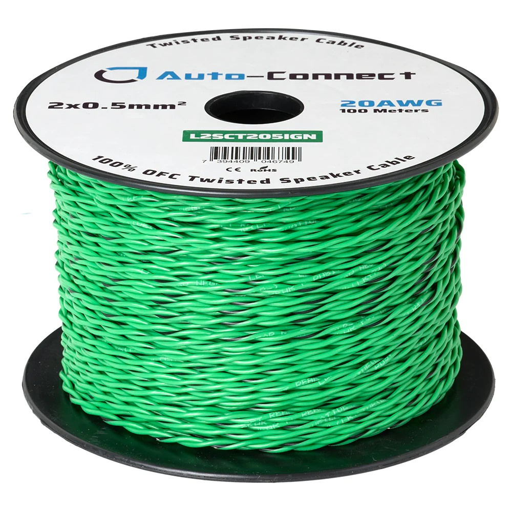 Auto-Connect verdrilltes OFC-Lautsprecherkabel 2x0,5 mm², grün pro Laufmeter