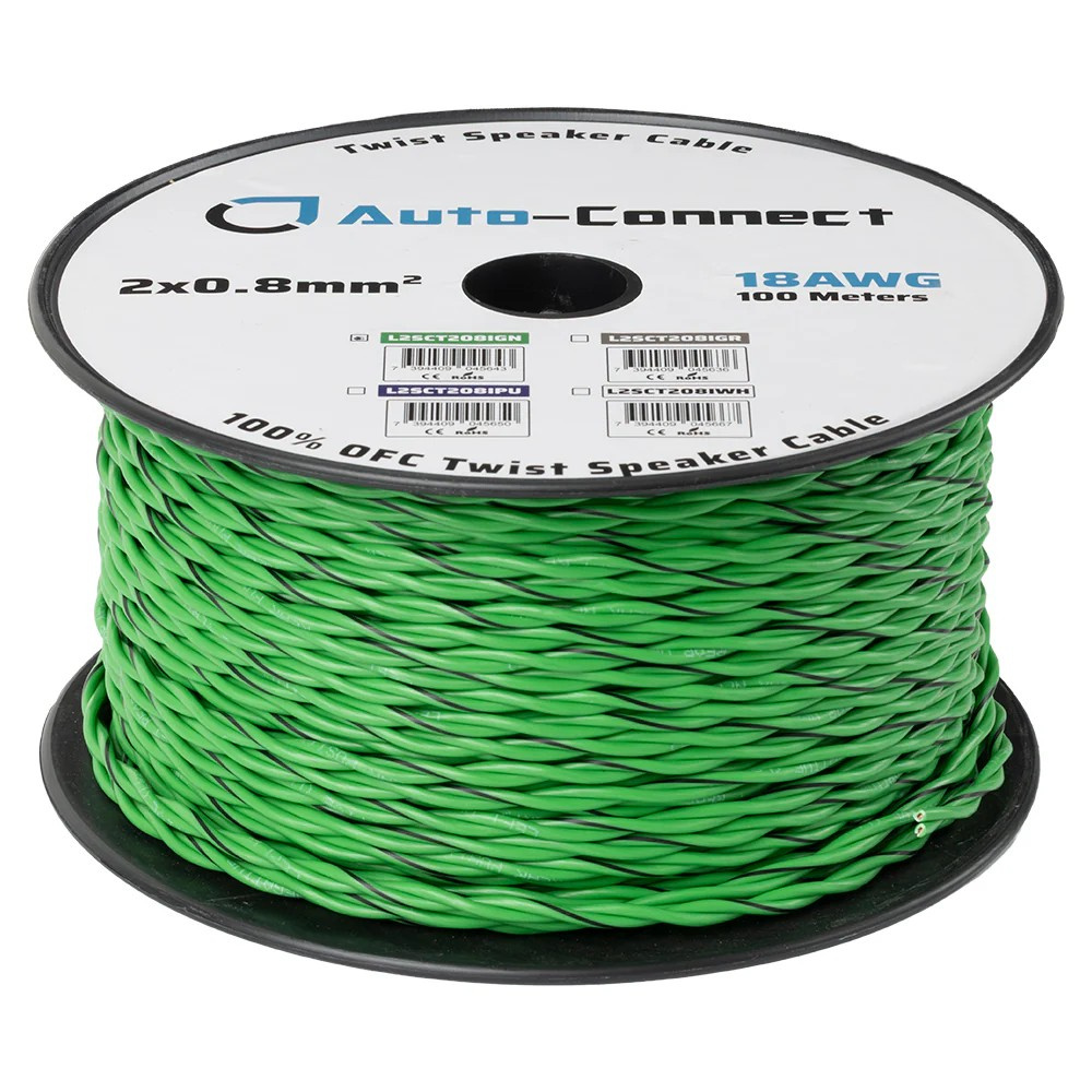 Auto-Connect verdrilltes Lautsprecherkabel 2x0.8mm² grün, Preis pro Meter