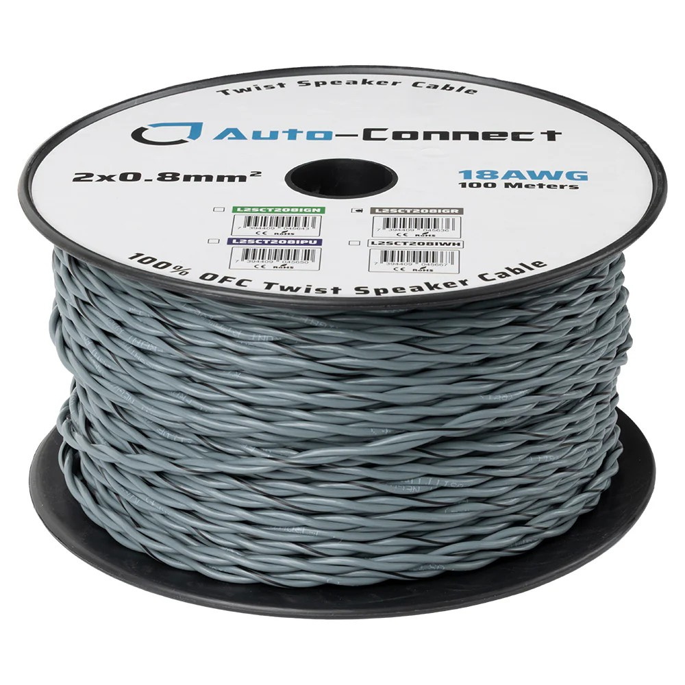 Auto-Connect verdrilltes Lautsprecherkabel 2x0.8mm² grau, Preis pro Meter