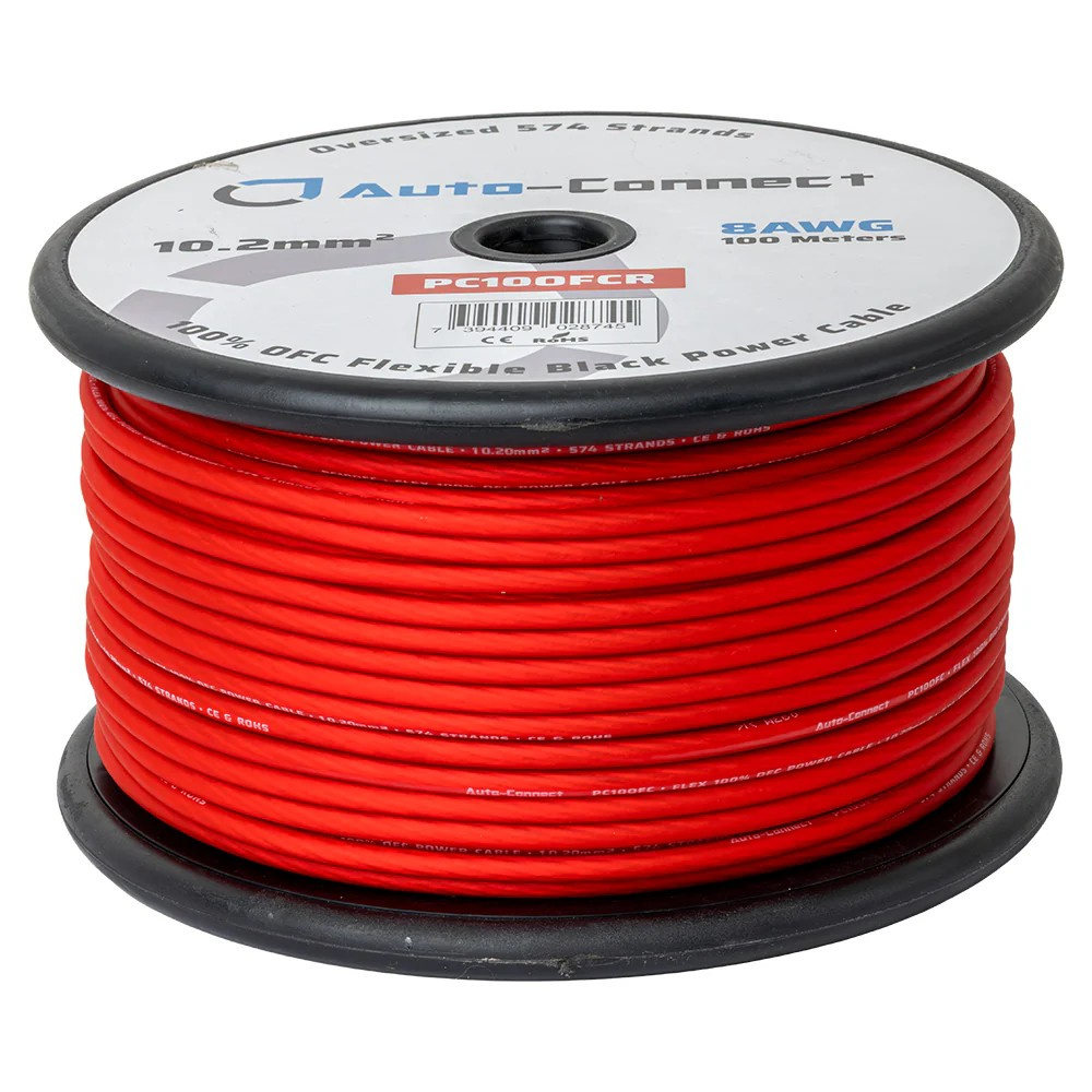 Auto-Connect rotes Stromkabel OFC 10.2mm², Meterware