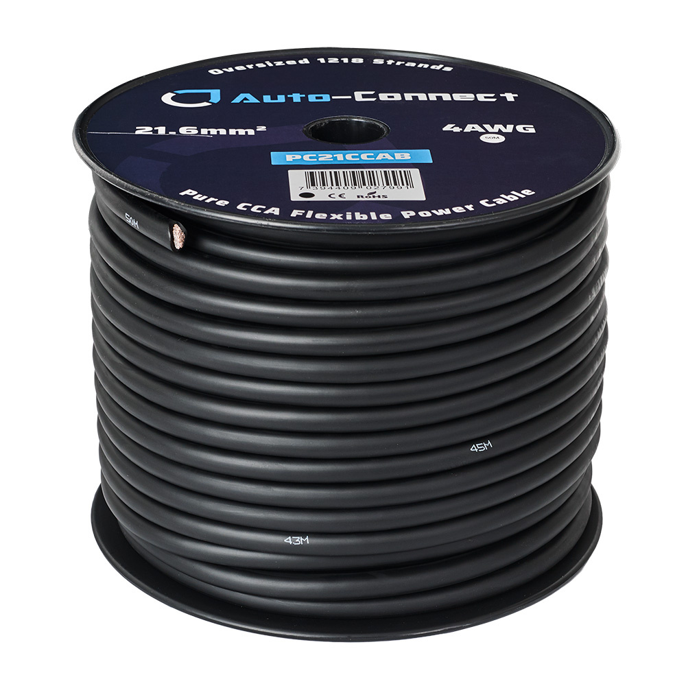 Auto-Connect schwarzes Stromkabel CCA 21.6mm², Meterware