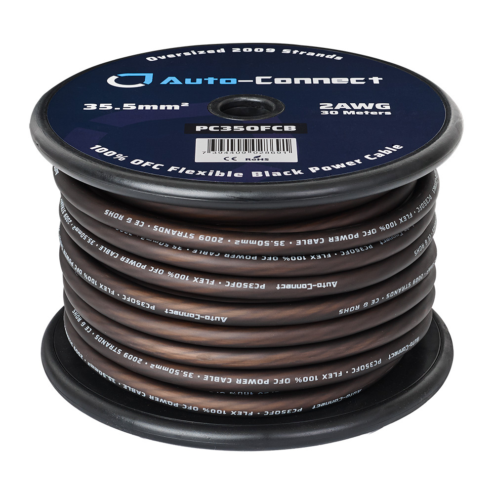 Auto-Connect schwarzes Stromkabel OFC 35.5mm², Meterware
