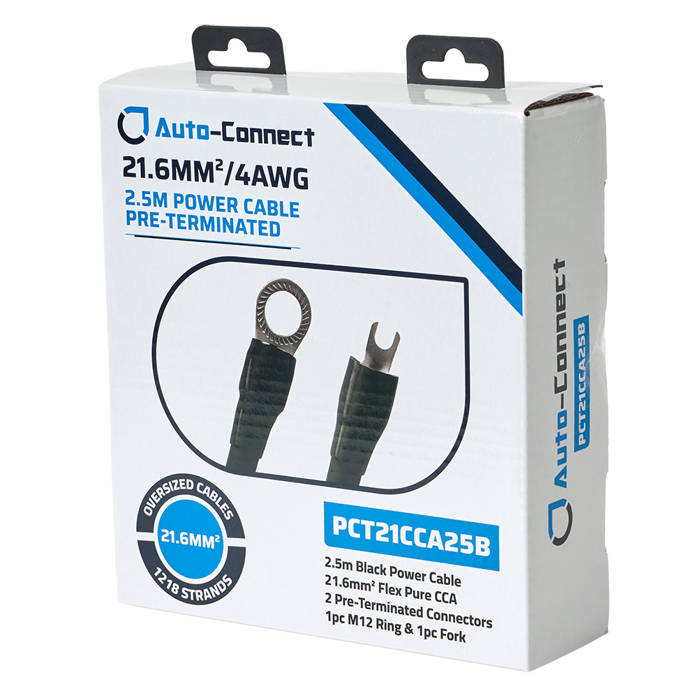 Auto-Connect 2,5 Meter Stromkabel CCA 21,6 mm², schwarz