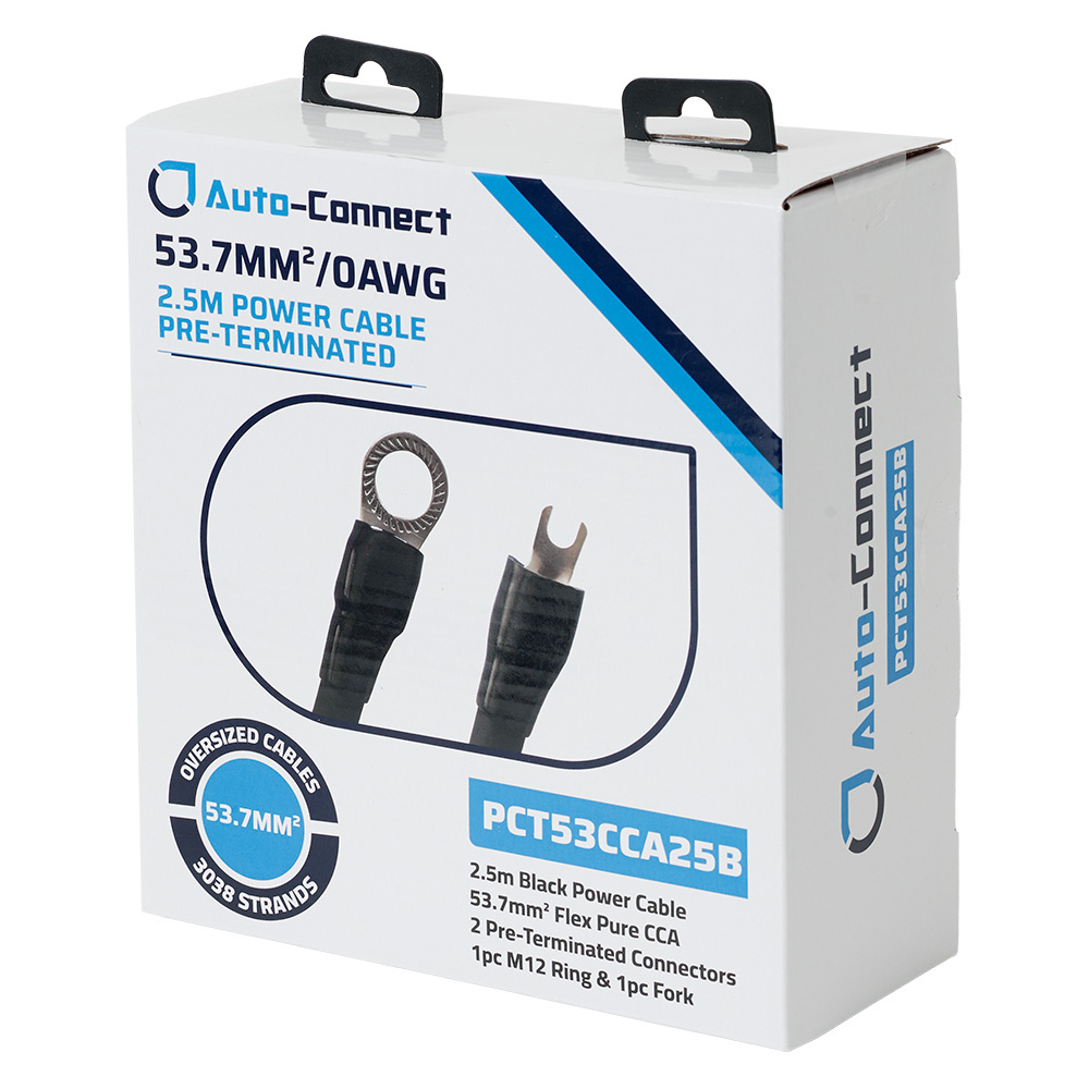 Auto-Connect 2,5 Meter Stromkabel CCA 53,7 mm², schwarz