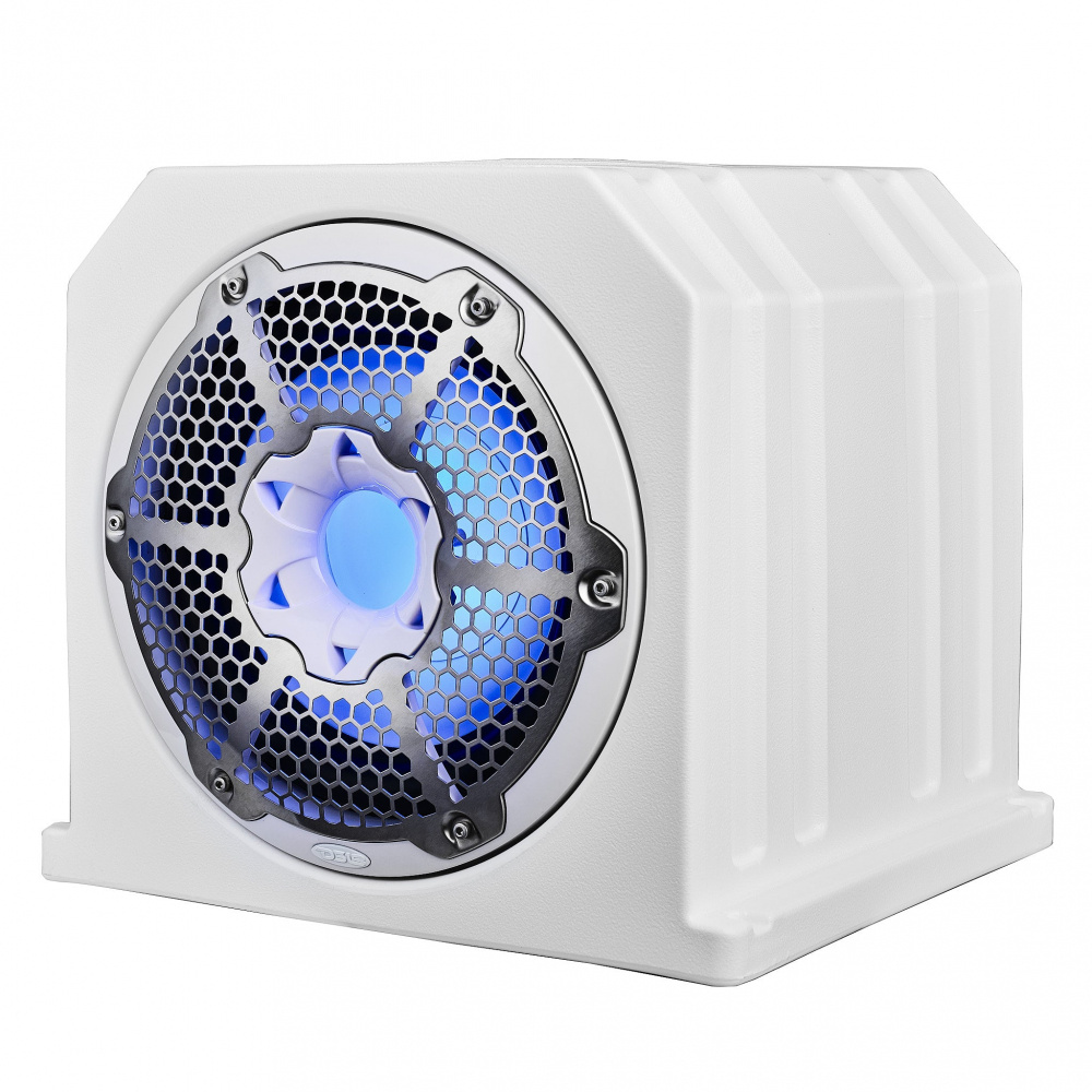 DS18 NXL-10SUBLD/W, 10-Zoll-Marine-Bassgehäuse mit RGB-LED-Beleuchtung, weiß