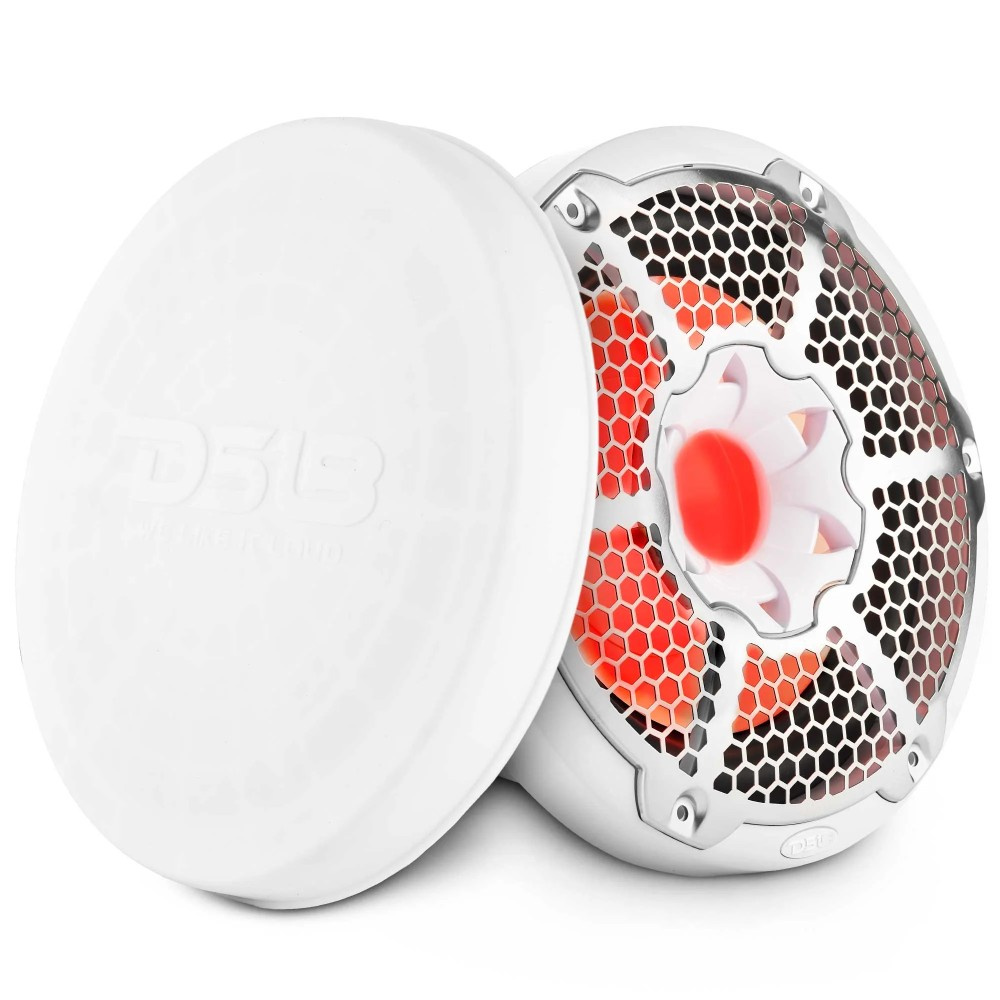 DS18 NXL-10SUB/WH, weiße 10-Zoll-Marine-Subwoofer mit LED, Paar