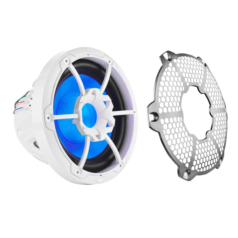 DS18 NXL-10SUB/WH, weiße 10-Zoll-Marine-Subwoofer mit LED, Paar