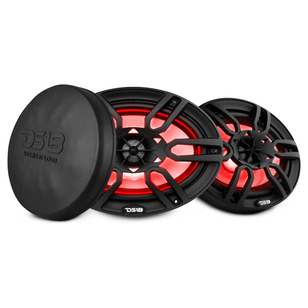 DS18 NXL-69/BK, schwarze 6x9-Zoll-Marine-Lautsprecher mit LED, Paar