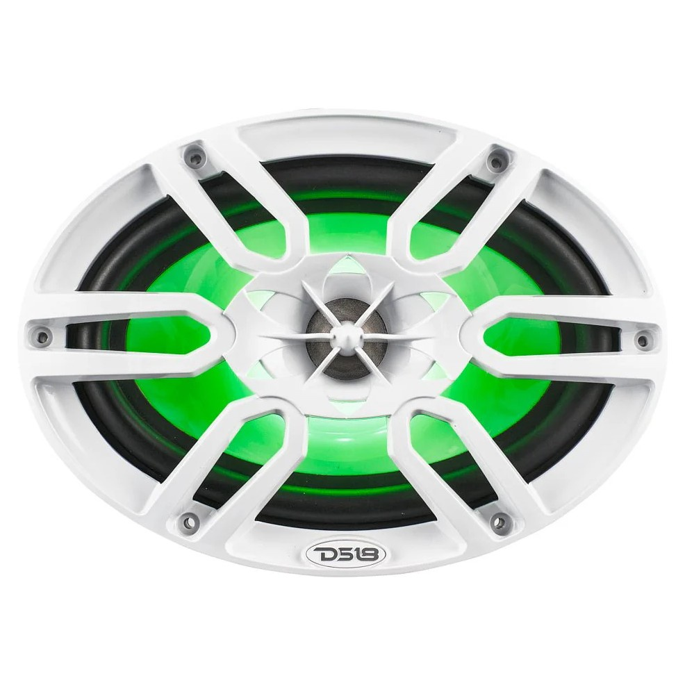 DS18 NXL-69/WH, weiße 6x9-Zoll Marine-Lautsprecher mit LED, Paar