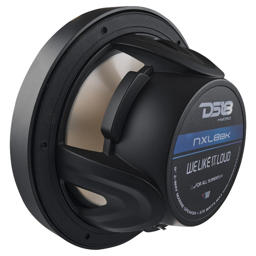 DS18 NXL-8/BK, schwarze 8-Zoll-Marine-Lautsprecher mit LED, Paar