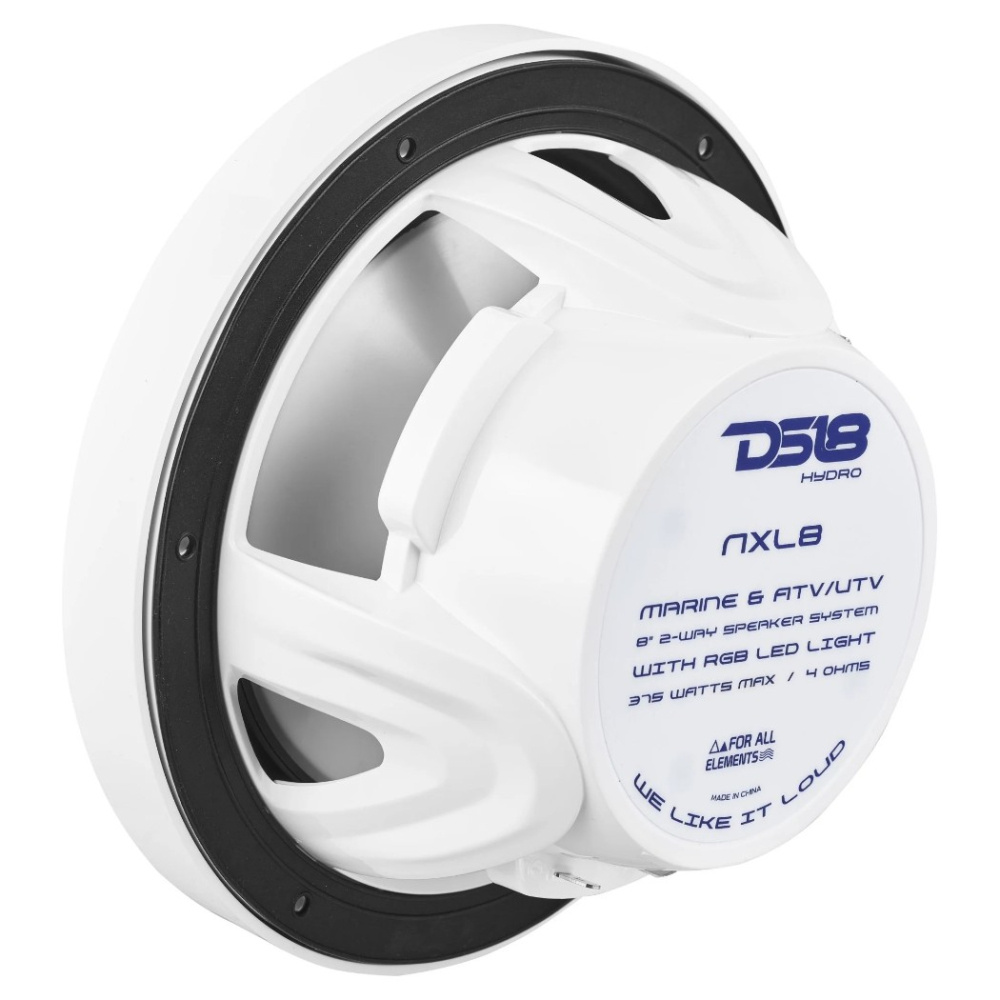 DS18 NXL-8, weiße 8-Zoll-Marine-Lautsprecher mit LED, Paar