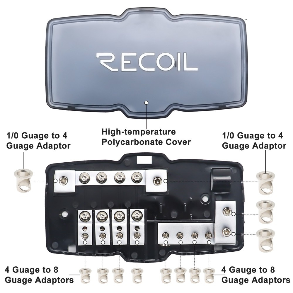 Recoil MPG4 Mini-ANL-Sicherungshalter + Masseblock 2x50mm² bis 4x20mm²