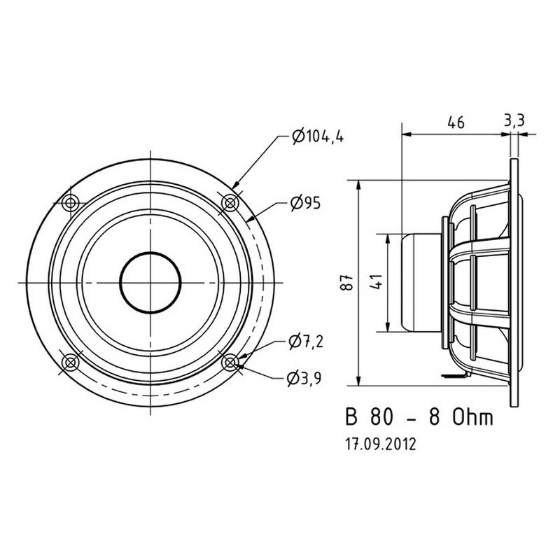 Visaton B 80, 3,3-Zoll-Breitbandlautsprecher 8 Ohm