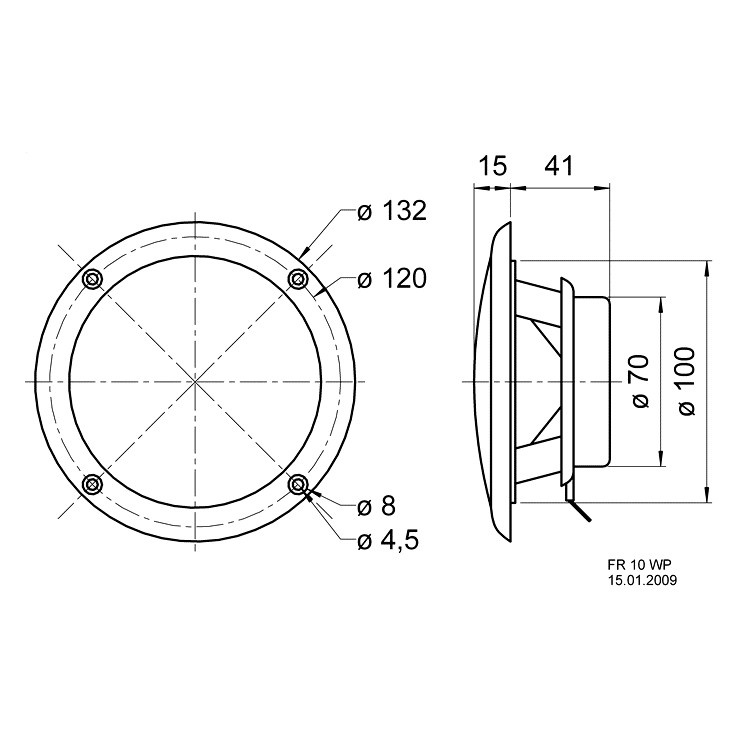 Visaton FR10 WP - 4 Ohm, Einbaulautsprecher für die Decke in Schwarz, Stück
