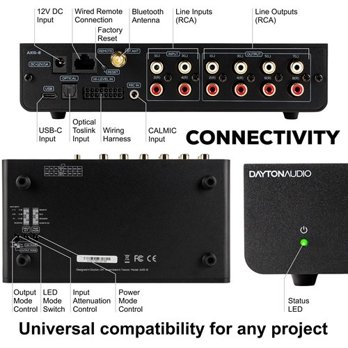 Dayton Audio Axis-8, 8-Kanal-DSP-/Audio-Prozessor für Auto & Zuhause