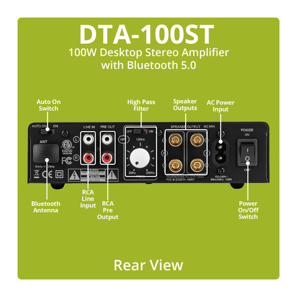 Dayton Audio DTA-100ST Verstärker mit Bluetooth & Hochpassfilter
