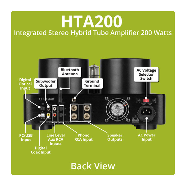 Dayton Audio HTA200BT kompakter Verstärker mit Bluetooth, RIAA-Stufe und mehr