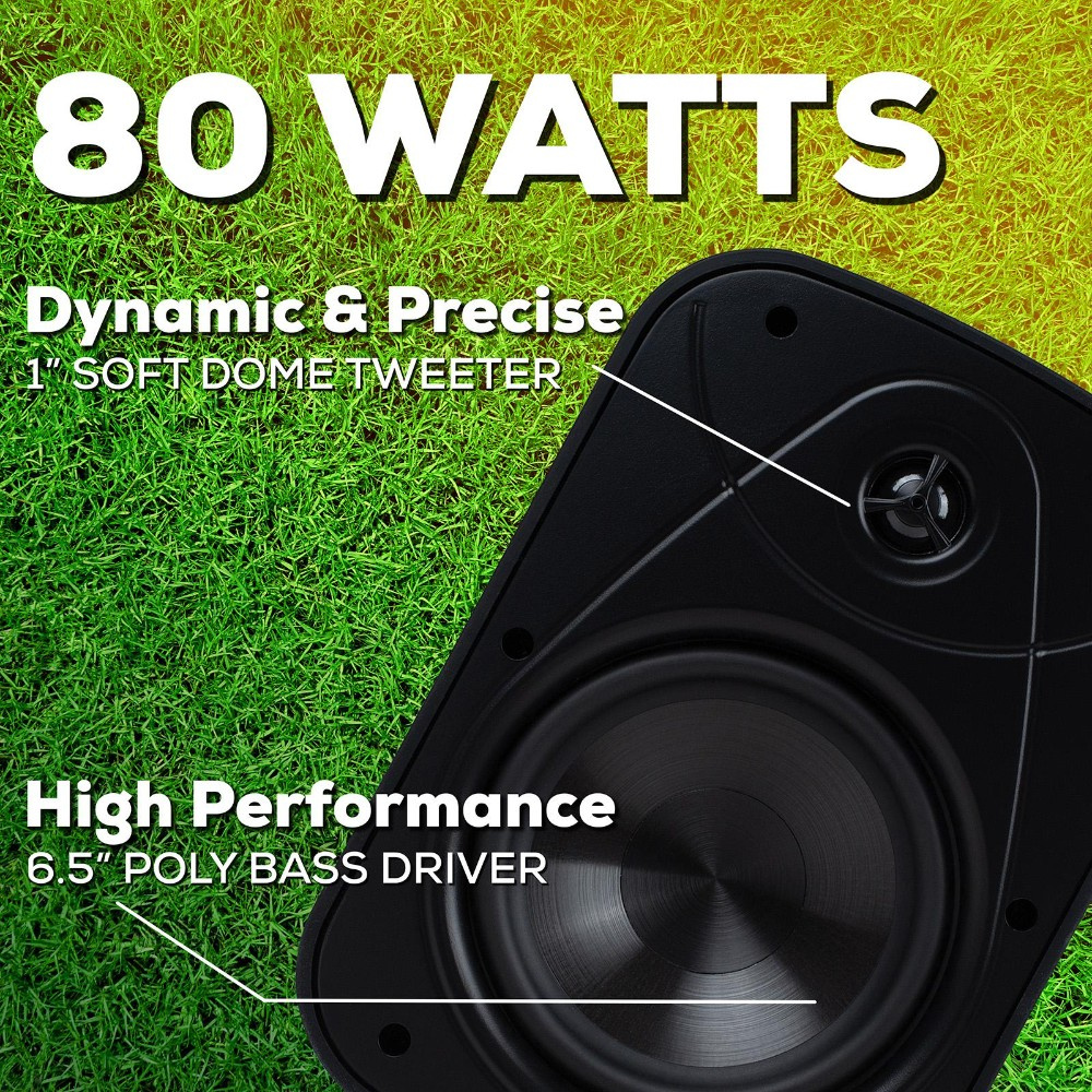 Dayton Audio IO65XP, aktive 6,5-Zoll-Außenlautsprecher, schwarzes Paar