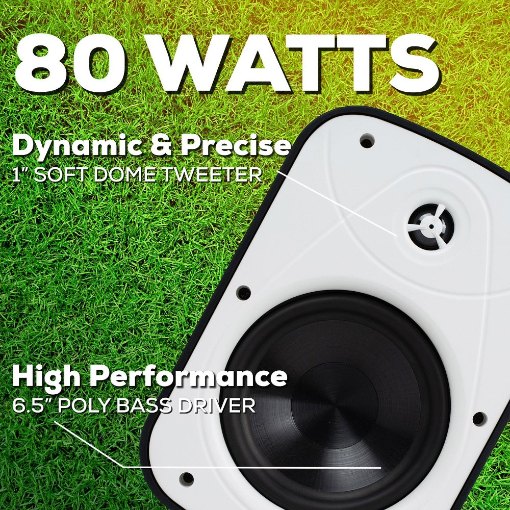 Dayton Audio IO65XP, aktive 6,5-Zoll-Außenlautsprecher, weißes Paar