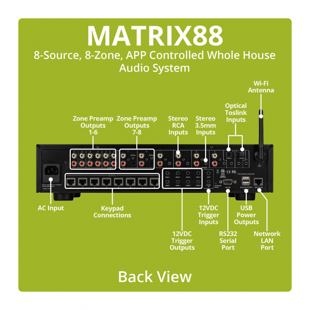 Dayton Audio Matrix88, flexibler Multiroom-Vorverstärker mit 8 Zonen & Netzwerk