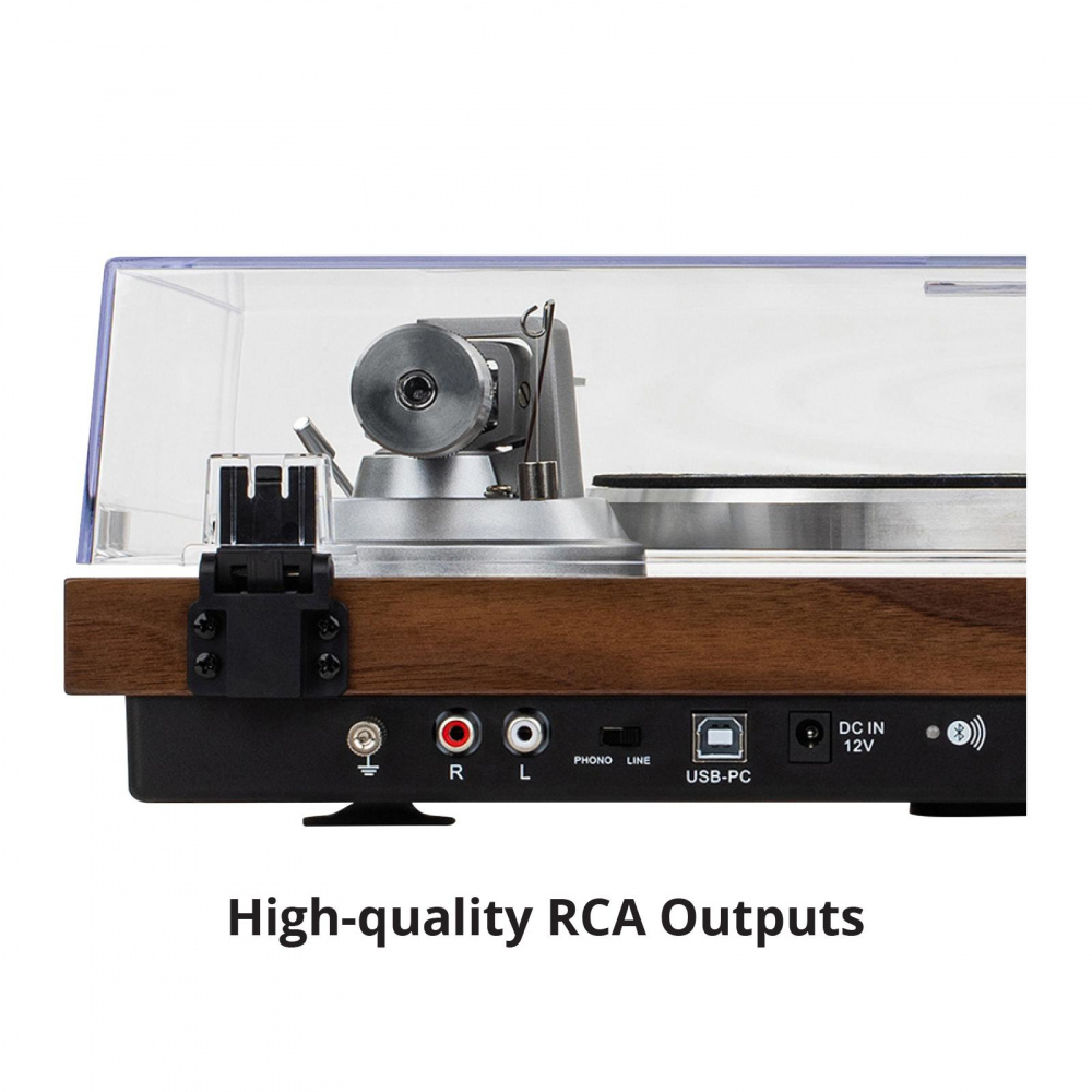 Dayton Audio TT-1BTW, Plattenspieler mit BT, USB und integriertem RIAA, Holz