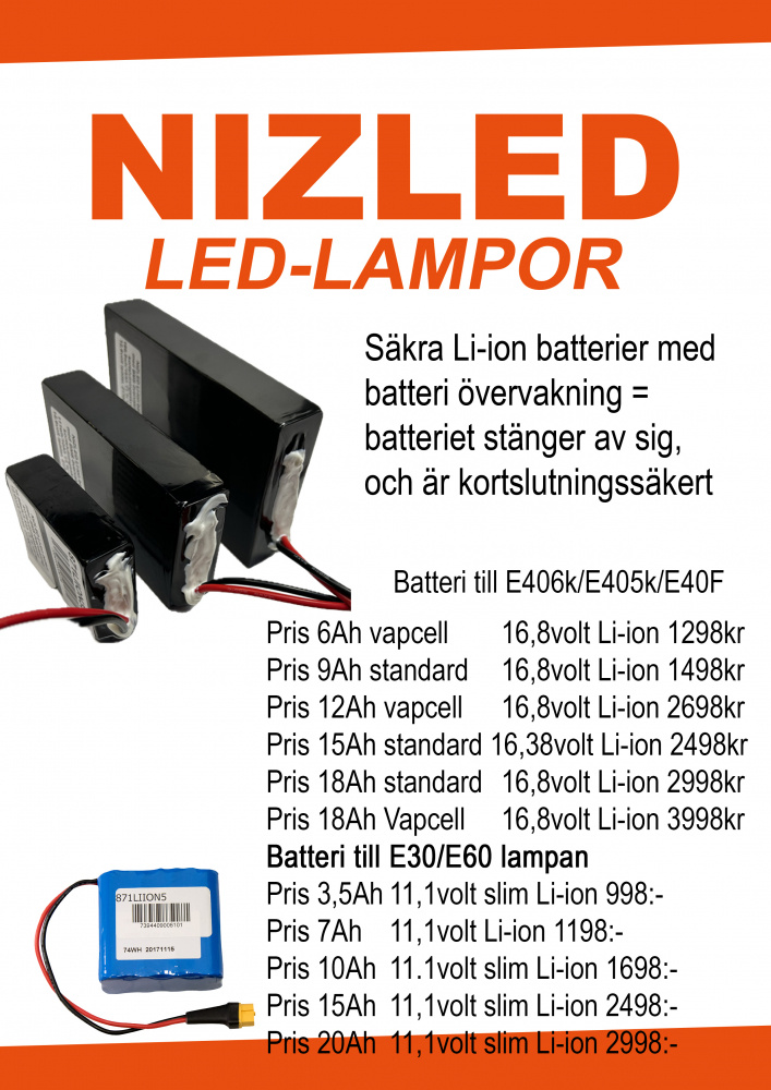 NIZLED LED-Helmkit Elite mit 3x40w ohne Lüfter kaltweiß gen3, 3XE40 (120w mit 10% mehr Licht) ohne Akku