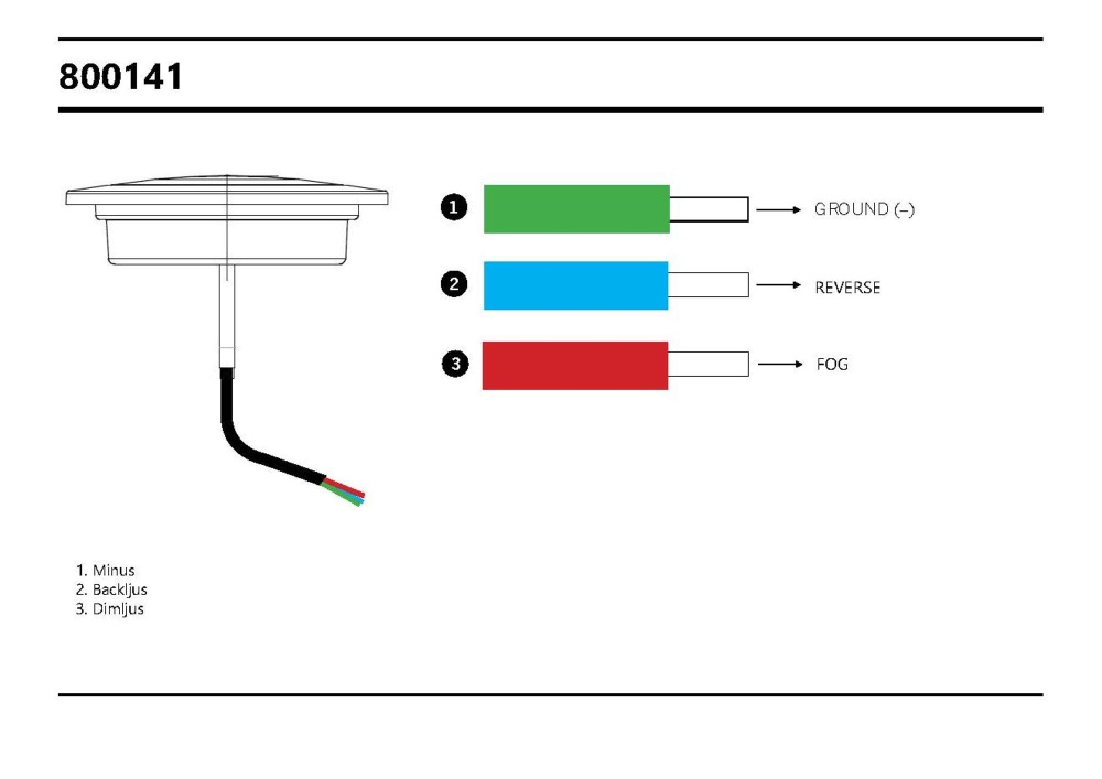 Strands Red Eye Rückleuchte Stand-/Rückfahrlicht, 24 LED 10-30V. 2,5M Kabel.