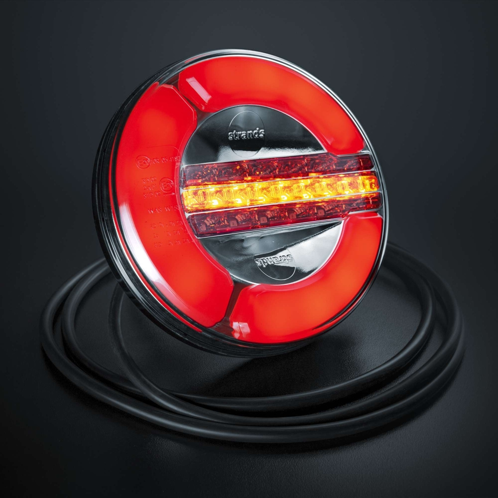 Strands Rückleuchte LED 3 Kammern 12-24V, 142Mm Durchmesser. Schluss/Brems/dyn. Blinker