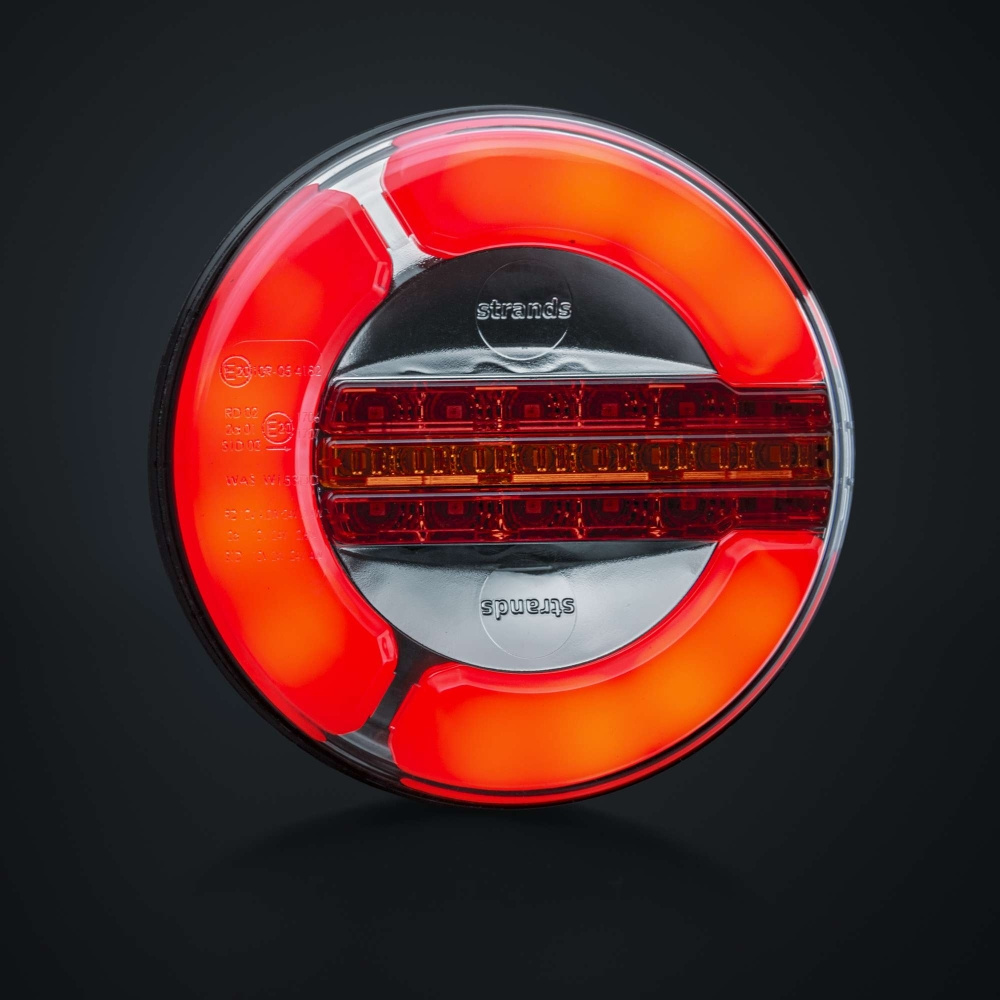 Strands Rückleuchte LED 3 Kammern 12-24V, 142Mm Durchmesser. Schluss/Brems/dyn. Blinker
