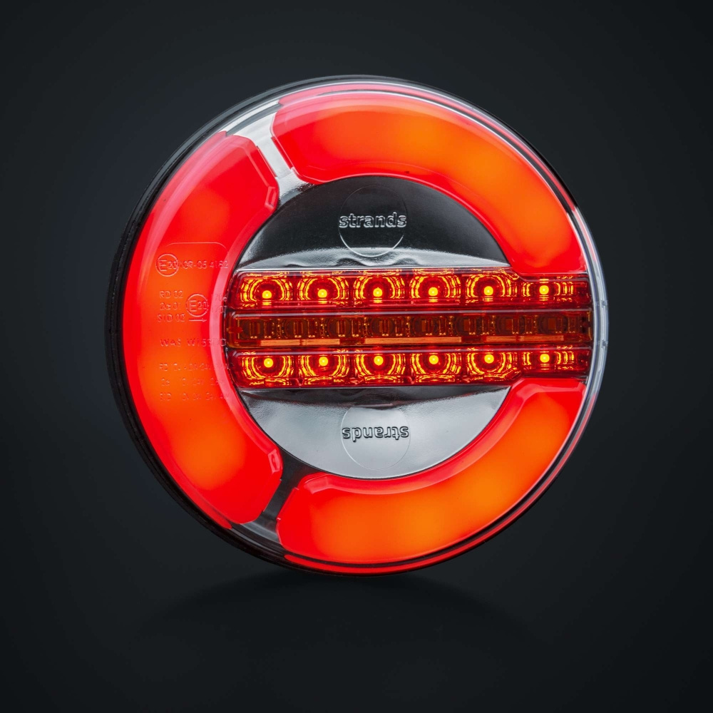 Strands Rückleuchte LED 3 Kammern 12-24V, 142Mm Durchmesser. Schluss/Brems/dyn. Blinker