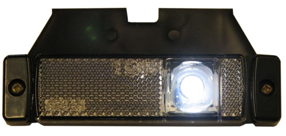 Strands LED-Positionsleuchte weiß 12-24V, mit Halterung. E-geprüft.