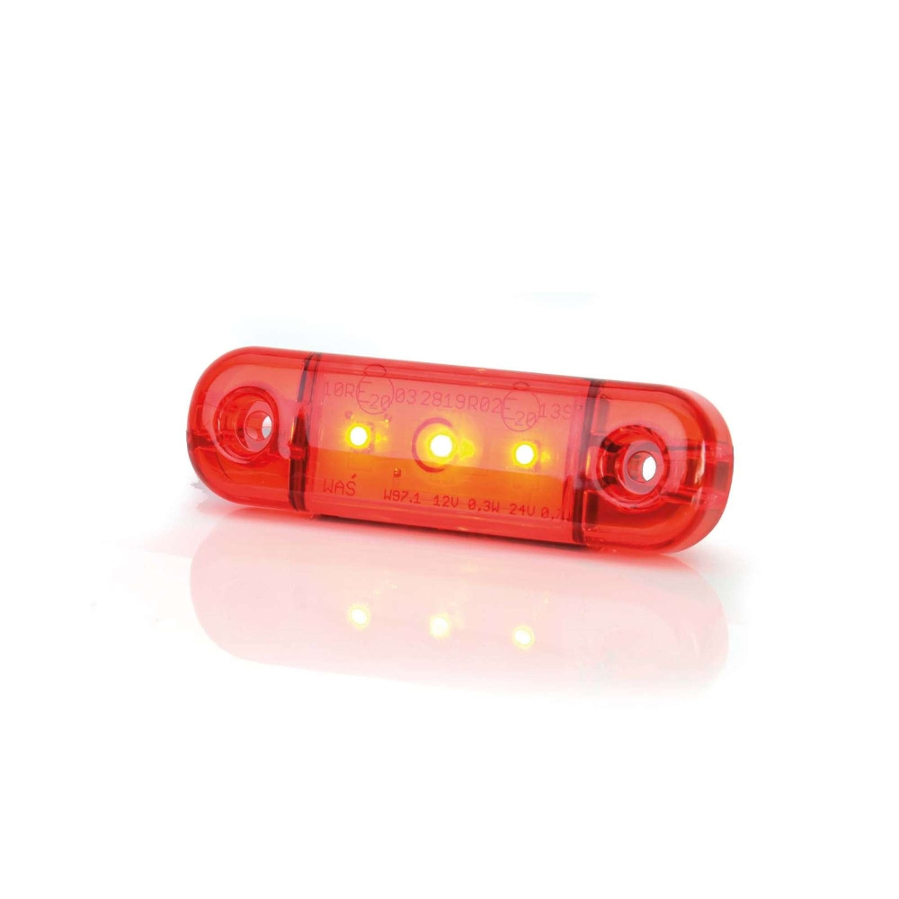 Strands Positionsleuchte Rot Slim 3 LED, 9-36V IP68. E-geprüft.
