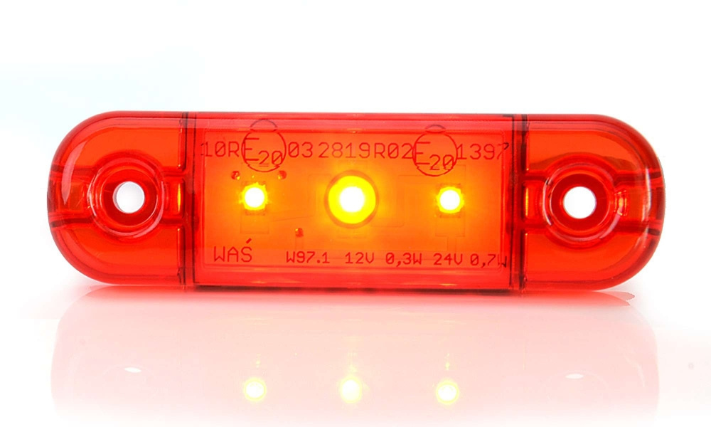 Strands Positionsleuchte Rot Slim 3 LED, 9-36V IP68. E-geprüft.
