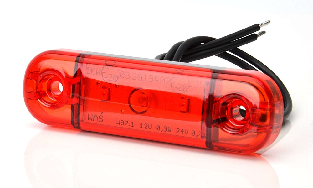 Strands Positionsleuchte Rot Slim 3 LED, 9-36V IP68. E-geprüft.