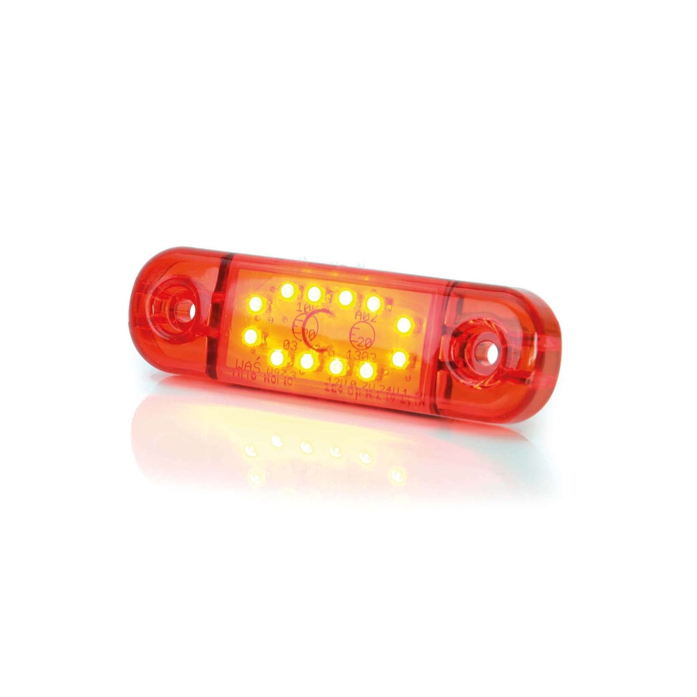 Strands Positionsleuchte Rot Slim 12 LED, 9-36V IP68. E-geprüft.