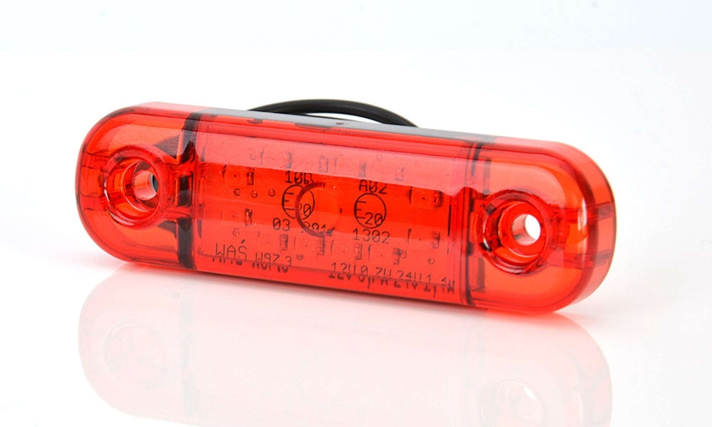 Strands Positionsleuchte Rot Slim 12 LED, 9-36V IP68. E-geprüft.