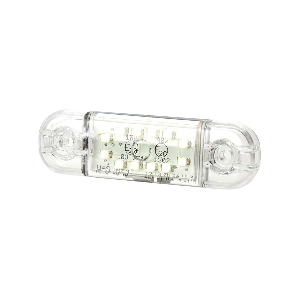 Strands Positionsleuchte Weiß Slim 12 LED, 9-36V IP68. E-geprüft.