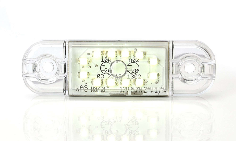 Strands Positionsleuchte Weiß Slim 12 LED, 9-36V IP68. E-geprüft.