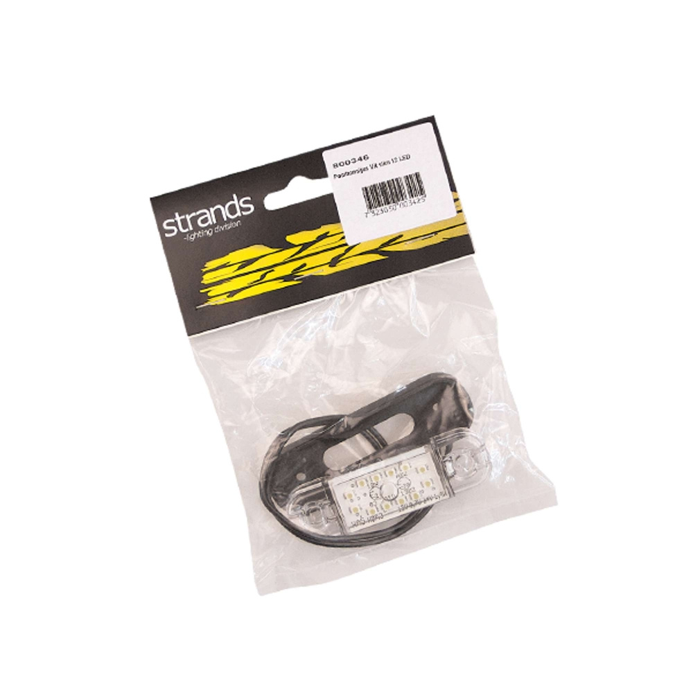 Strands Positionsleuchte Weiß Slim 12 LED, 9-36V IP68. E-geprüft.