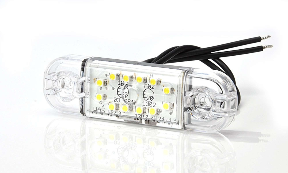 Strands Positionsleuchte Weiß Slim 12 LED, 9-36V IP68. E-geprüft.