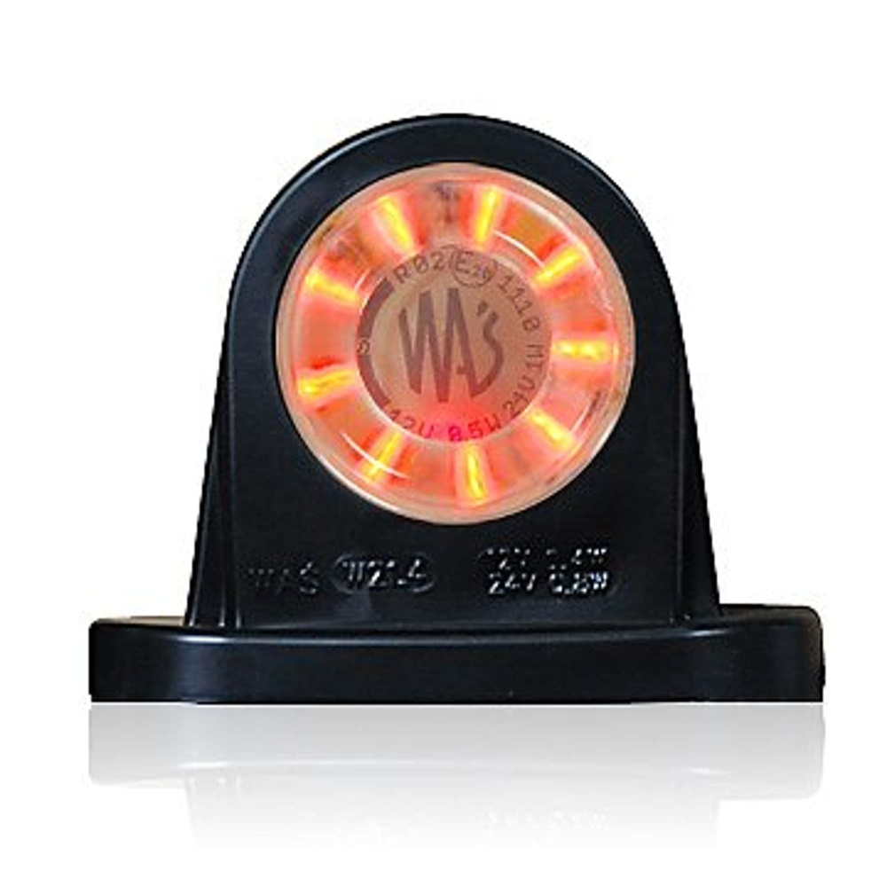 Strands Gummiarm Rot/Weiß LED 12-24V, klares Glas vorne/hinten, E-geprüft.