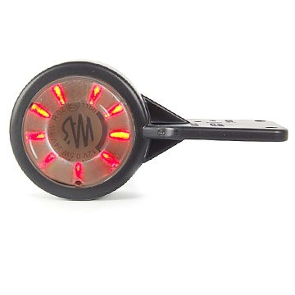 Strands Gummiarm Weiß/Rot LED m. Platte, klares Glas. E-geprüft 12-24V