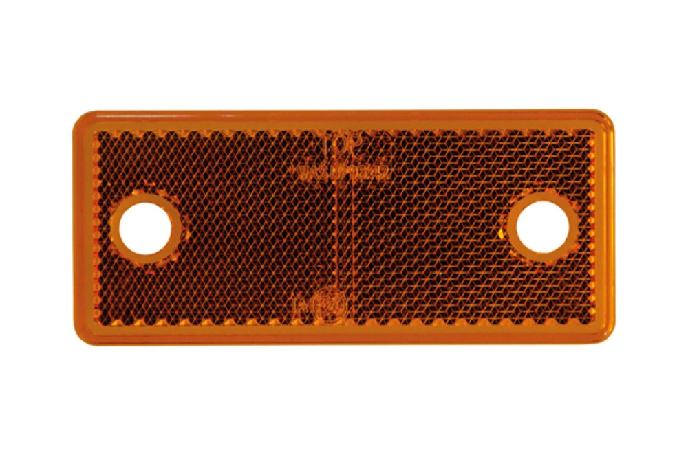 Strands Orangefarbener Reflektor rechteckig 96x42 mm 4er-Pack, mit Loch. E-geprüft.