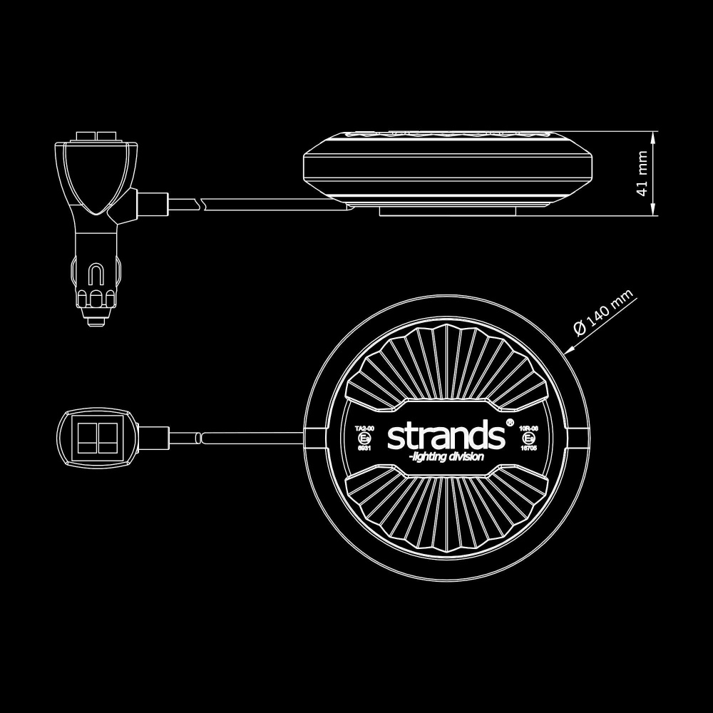 Strands Firefly Summer Glow rotierende Warnleuchte 140 mm Magnet / Zigarettenanzünderstecker