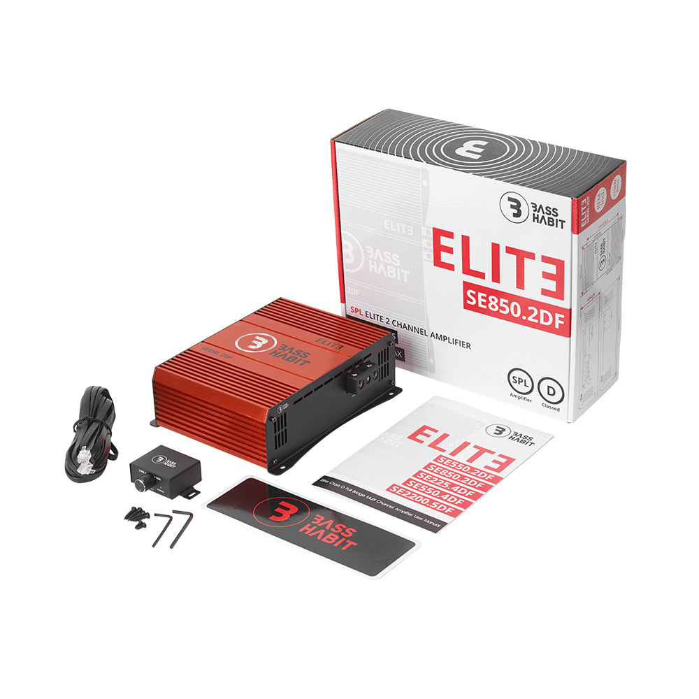 Bass Habit SPL ELITE 850.2DF, stromstarke Zweikanal-Endstufe