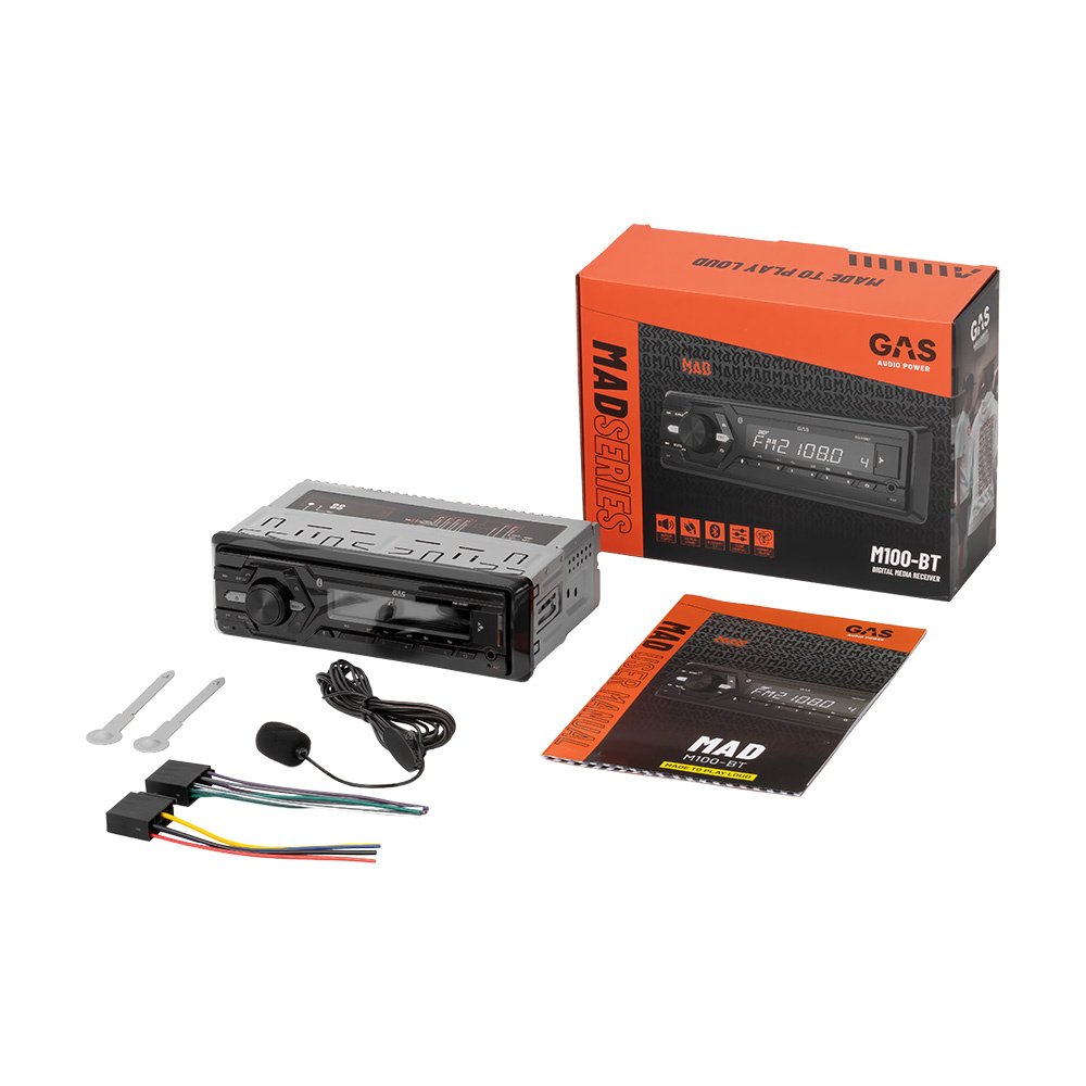 GAS MAD M100-BT, Autoradio mit Bluetooth, AUX, USB und 2 Paar Line-Ausgängen