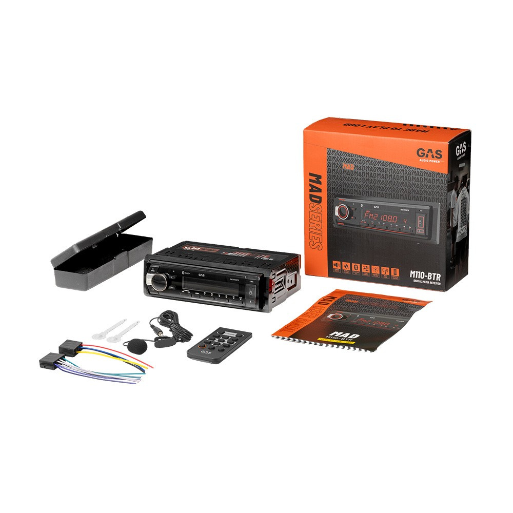 GAS MAD M110-BTR, Autoradio mit Bluetooth 5.3, AUX, USB-C und 2 Paar Line-Ausgängen
